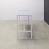 Aspen Tempered Glass Bar Table in baby blue top and white aluminum frame shown here.