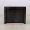 48 inches New York reception Desk in black gloss laminate finish desk, counter and front panel, with multi-colored LED shown here.