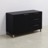 48 inches Naples Storage in black traceless laminate storage, front drawers & door, with chrome legs shown here.