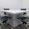 Newton Square Conference Table With Laminate Top in white matte laminate top and base, with ellora power box shown here.