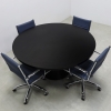 Newton Round Conference Table With Laminate Top in black matte laminate top and base shown here.