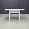 Windsor Engineered Stone Bar Table in calcutta blanc top and white matte laminate base finish shown here.