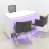 60 inches Seattle Curved Laminate Executive Desk in white gloss laminate desk, with multi-colored LED shown here.