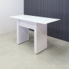 Windsor Tempered Glass Bar Table in white top and white gloss laminate base finish shown here.