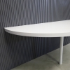 64-inch Westin Half Moon Training Table in white gloss laminate top and white aluminum leg shown here.