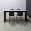 Ashville Tempered Glass Bar Table in medium gray top and black traceless laminate base shown here.