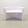 Boca Half Moon Reception Desk in White Gloss Laminate Desk, with multi-colored LED, seating side view shown here.