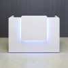 72-inch Chicago Reception Desk in a white gloss laminate finish desk and counter, and multi-colored LED shown here.