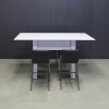Windsor Engineered Stone Bar Table in white solid top and white matte laminate base finish shown here.