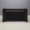 84-inch New York U-Shape Custom Reception Desk in black traceless laminate with white LED shown here.