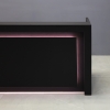 84-inch New York U-Shape Custom Reception Desk in black traceless laminate with white LED shown here.