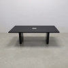 Newton Rectangular Conference Table With Laminate Top in black traceless laminate top and black matte laminate base with one ellora power box shown here.
