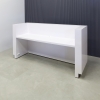 90 inches Dallas U-Shape Reception Desk in White Gloss laminate desk and brushed aluminum toe-kick, with multi-colored LED, seating side view shown here.