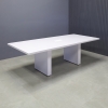 90-inch Newton Rectangular Conference Table in white gloss laminate top and base, with MX2 powerbox shown here.