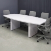 90-inch Newton Boat Conference Table in white gloss laminate top, base and legs, with MX2 powerbox shown here.