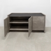 Aspen Storage Credenza in black OPAK engineered stone top and industrial concrete pvc credenza and doors shown here.