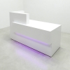 Atlanta reception desk in white gloss laminate with color LED shown here. 