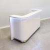 Austin Curved Round Reception Desk with a White Gloss Laminate