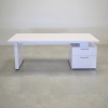 Avenue Straight Executive Desk With Laminate Top, right storage side when sitting in white gloss laminate top and base & storage shown here.