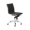Dirk Low Back Office Chair without Armrests in black soft leatherette and chromed aluminum legs shown here.
