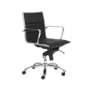 Dirk Low Back Office Chair in black soft leatherette and chromed aluminum armrests shown here.