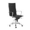 Dirk High Back Office Chair in black soft leatherette and chromed aluminum armrests and leg shown here.