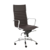 Dirk High Back Office Chair in brown soft leatherette and chromed aluminum armrests and leg shown here.