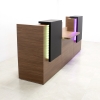 Chicago Desk with Walnut Heights Matte Traceless Black Fenix with a variety of color LED lights. 