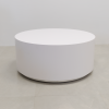 Norfolk Round Lobby Table in white matte laminate finish shown here.