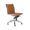 Dirk Low Back Office Chair without Armrests in cognac soft leatherette and chromed aluminum legs shown here.