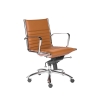 Dirk Low Back Office Chair in cognac soft leatherette and chromed aluminum armrests shown here.