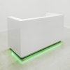 Dallas reception desk is shown here with a White  Gloss Laminate Base and Toe-kick.