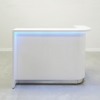 Austin reception desk is shown here with a all White Gloss Laminate Base and Toe - kick.