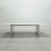 Axis Boat Shape Glass Meeting Table is shown here with a White gloss Laminate Base and a White glass top.