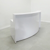 Seattle Curved Reception Desk is shown here with a all white gloss Laminate Base.