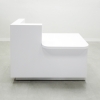 Dallas ADA Shape reception desk is shown here with a White  Gloss Laminate Base and Toe-kick.