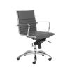 Dirk Low Back Office Chair in gray soft leatherette and chromed aluminum armrests shown here.