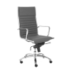 Dirk High Back Office Chair in gray soft leatherette and chromed aluminum armrests and leg shown here.
