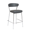 Draco Cunter Stool in gray soft leatherette over foam seat and back, and chromed steel frame and base shown here.