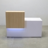 Los Angeles Desk Natural Ash Counter Accent with White Matte Laminate Base LED Remote Included