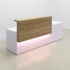 white matte desk, planked urban oak counter