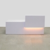 LA Reception Desk White Matte Laminate can be customized with LED light in a variety of colors. 