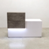 Los Angeles Desk White Gloss Laminate Concrete Stone White LED Remote Included