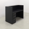 48-inch New York U-Shape Reception Desk, black traceless laminate desk with color LED shown here.