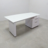 Avenue Curved Executive Desk with white gloss desk finish and white glass shown here. 