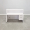 72 In. New York Reception Desk in White Glass Laminate (BACK) Built-in Pull Out Drawer & File Cabinet.