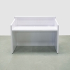 60 In New Jersey reception desk with a white gloss finish and colored LED shown here.