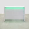 60 In New Jersey reception desk with a white gloss finish and colored LED shown here.