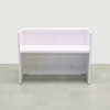 60 inches New York U-Shape Reception Desk in white gloss laminate desk and multi-colored LED, seating side view shown here.