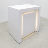 New York Reception Desk 40 In White Gloss Laminate LED Remote Included tone is customizable 